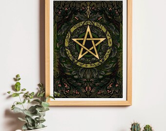 Earth Element Pentacle Witches Way Oracle Card Illustration Print A4