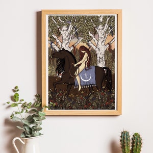 Lady Godiva The Whip Lenormand Oracle Illustration Print A4 Limited Edition