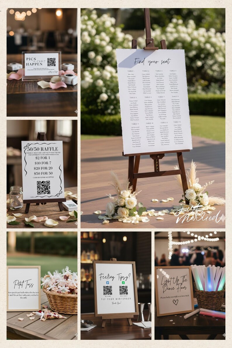 General Raffle Easel Sign Minimalist Wedding Signage Template Bundle | Modern Reception ...