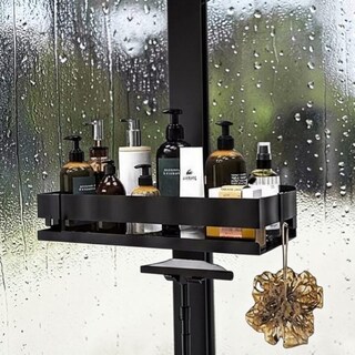 Set 2 Organizer Doccia In Metallo Nero – 28,4x5,6x9,9 Cm – Con Ganci E Adesivi