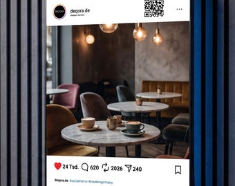 Instagram LED Spiegel mit personalisiertem QR Code – Social Media Mirror für Business & Home Decor – Selfie Mirror | DEQORA Design