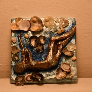 Decoratieve 3D-tegels met schelp en natuurlijke klei 'Waterbed': uniek decor