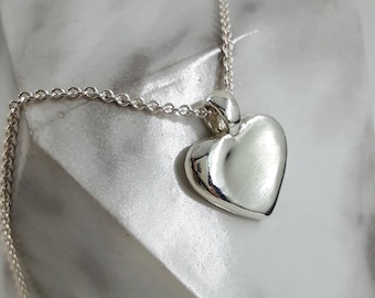 Handcrafted Sterling Silver Worry Stone Heart Necklace