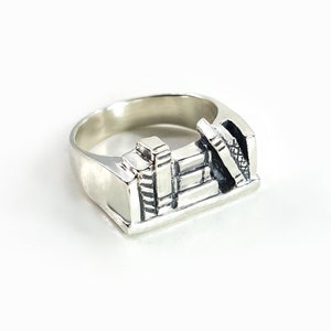 Bookshelf Ring in Sterling Silver, handmade silver Book ring, gift for book lover