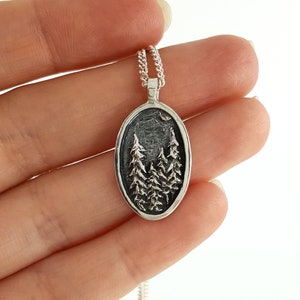 Forest Necklace in Sterling Silver, Silver Pine Tree Necklace, Forest Pendant, Silver Tree Necklace, Nature inspired jewelry, forest jewelry