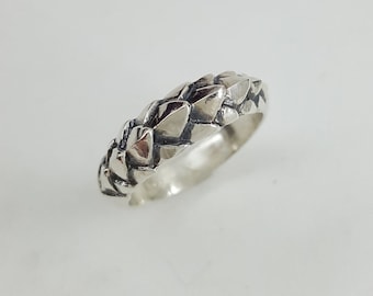 Schlangenschuppen Ring in Sterling Silber, Silber Schlangenschuppen Ring, Silber Reptilien-Liebhaber-Ring, Eidechse Silberschmuck, Textur-Ring