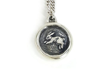 Sterling Silver Bunny Charm Necklace: Handcrafted Woodland Animal Jewelry