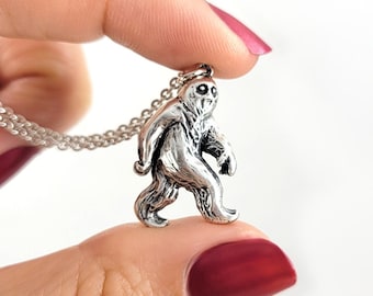 Sasquatch Pendant Necklace in Sterling Silver, Handmade Bigfoot Necklace, Mythical Creature Jewelry