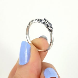 Ouroboros Ring in Sterling Silver, hand sculpted snake ring, silver dragon ring, fantasy jewelry
