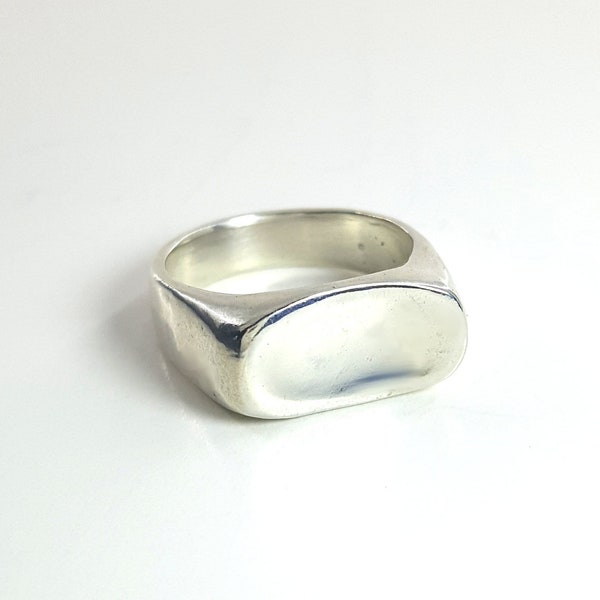 Worry Stone Bar Ring in Sterling Silver, silver wide band ring, silver fidget ring, stress relief jewelry, silver worry stone ring