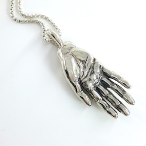 Large Hand Necklace in Sterling Silver, Handmade Heavy Right Hand Pendant