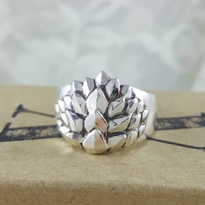Wide Band Dragon Scales Ring in Sterling silver, silver dragon ring, unique wide band ring, crocodile scales ring