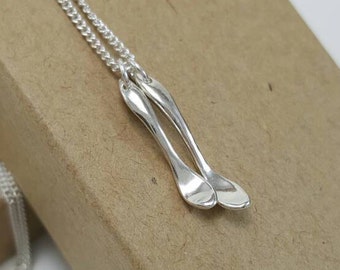 Spoons Necklace in Sterling Silver, Silver Spoon necklace, spoon theory necklace, silver spoons, spoon charm silver, spoonie jewelry