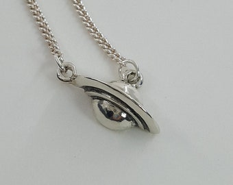 Saturn Necklace in Sterling Silver, Silver Planet Necklace, Space jewelry, planet pendant, silver saturn pendant, silver astronomy jewelry