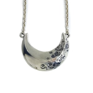 Crater Moon Necklace in Sterling Silver, Crescent Moon Pendant, Silver Moon Necklace, Moon Crater Necklace, Celestial Jewelry, Unique Moon