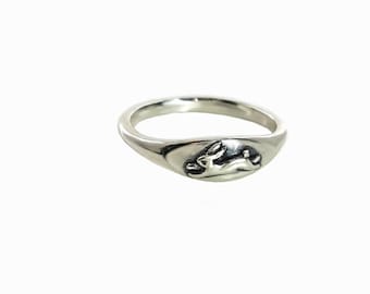 Bague lapin en argent sterling, bague lapin en argent, bagues en argent délicates, bague lapin, bijoux lapin, bijoux animaux des bois, cadeau pour elle