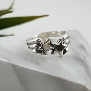 Shooting Star Ring in Sterling Silver, Galaxy Ring, Celestial Ring, Silver Star Ring, meteorite ring, cool rings, chunky silver rings