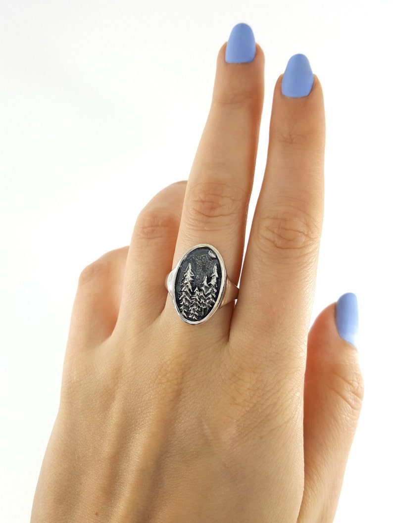 Silver Forest Jewelry Nature Inspired Ring nature jewelry Woodland Ring Forest Ring in Sterling Silver Silver Tree Ring Pine Tree Ring