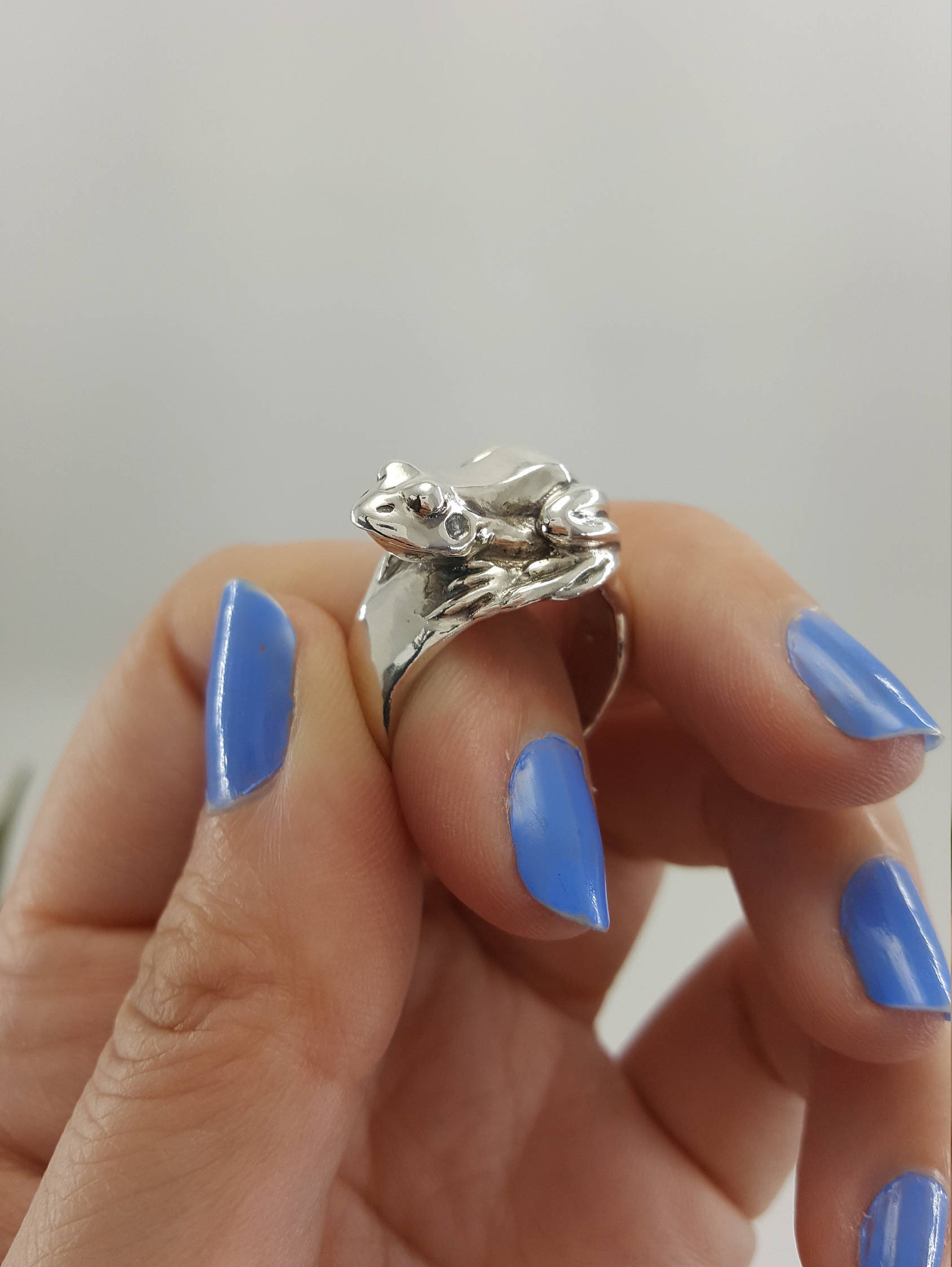 Frosch Ring in Sterling Silber Großer Silber Frosch Ring | Etsy