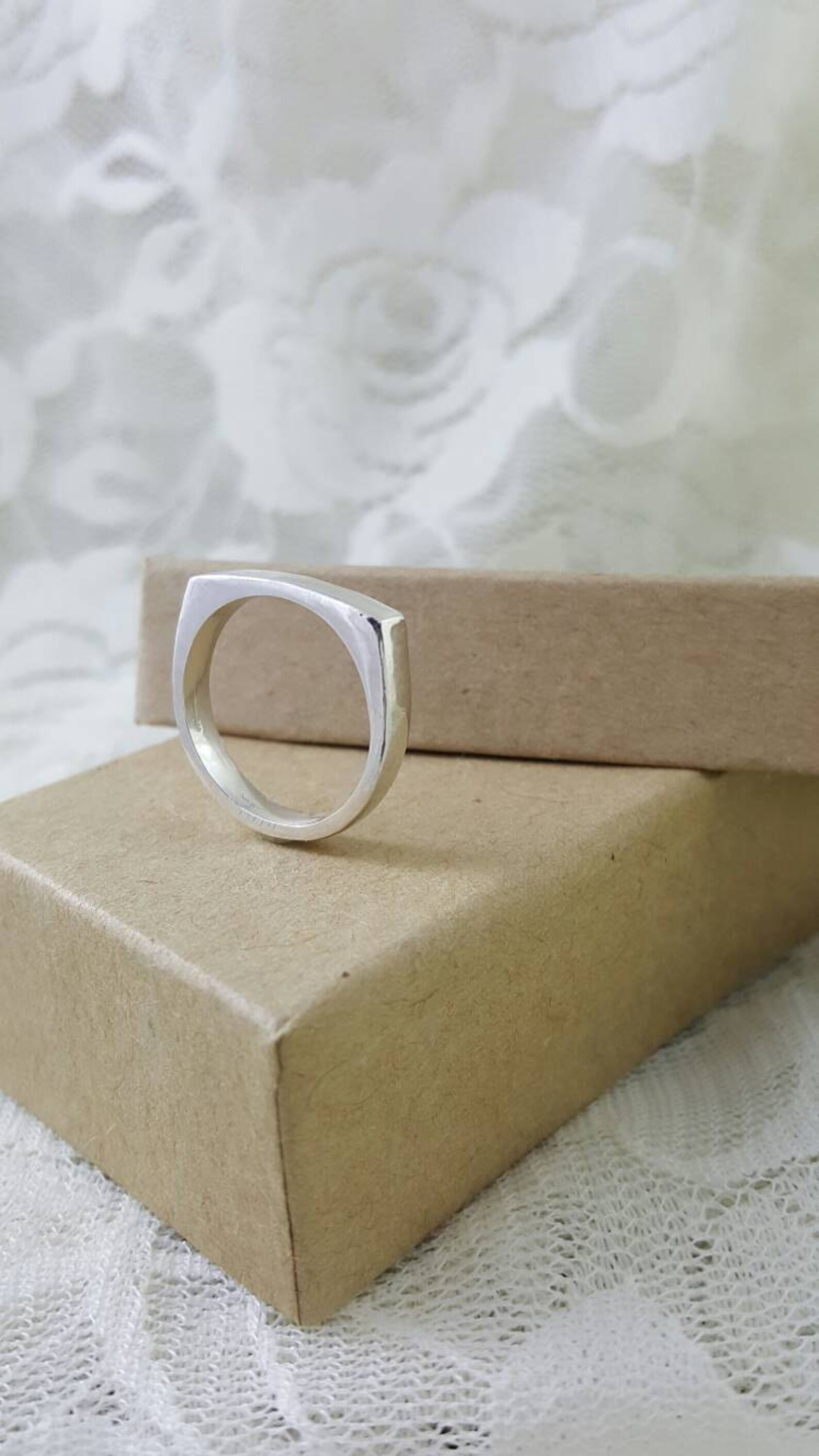 Thin Bar Ring in Sterling Silver Handmade Silver Stacking Etsy