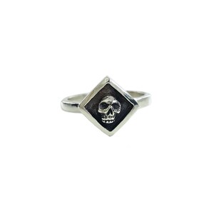 dainty skull ring in solid sterling silver