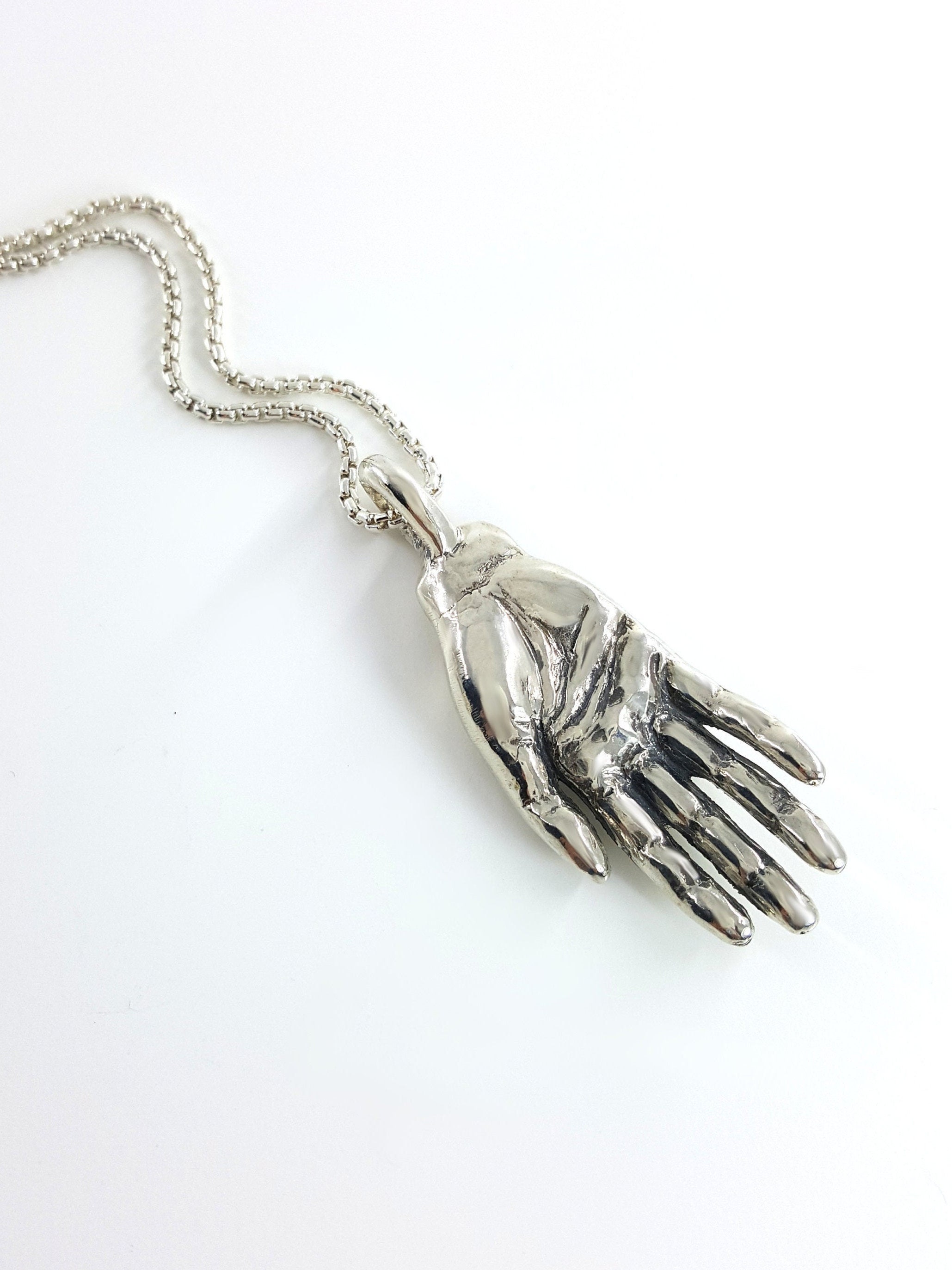 Large Hand Necklace in Sterling Silver, Silver Hand Pendant, Right Hand  Charm, Silver Hamsa Necklace, Unique Silver Statement Jewelry -  India