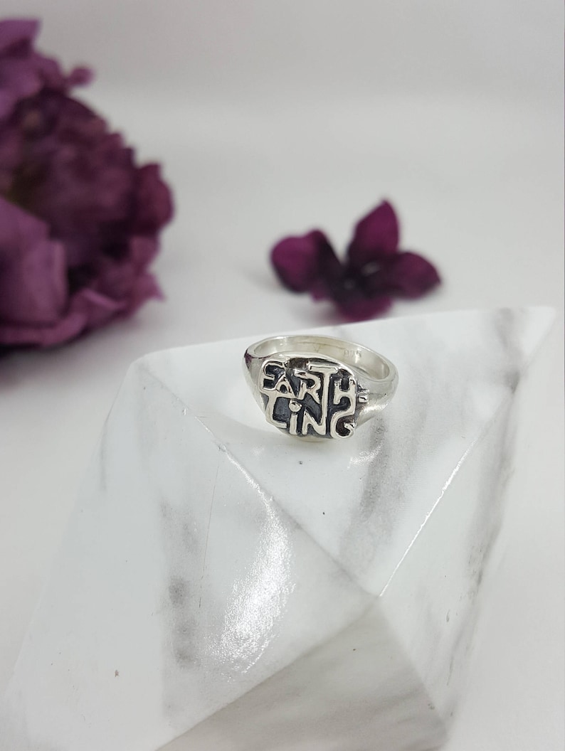 Earthling Ring in Sterling Silver Space geek jewelry Outer Space Ring Alien Ring Silver Silver Earthling Ring Silver Alien Ring