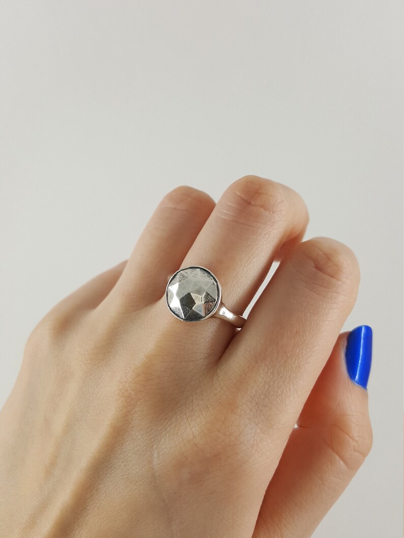 Faceted Silver Ring Silver Statement Ring Unique Silver Etsy