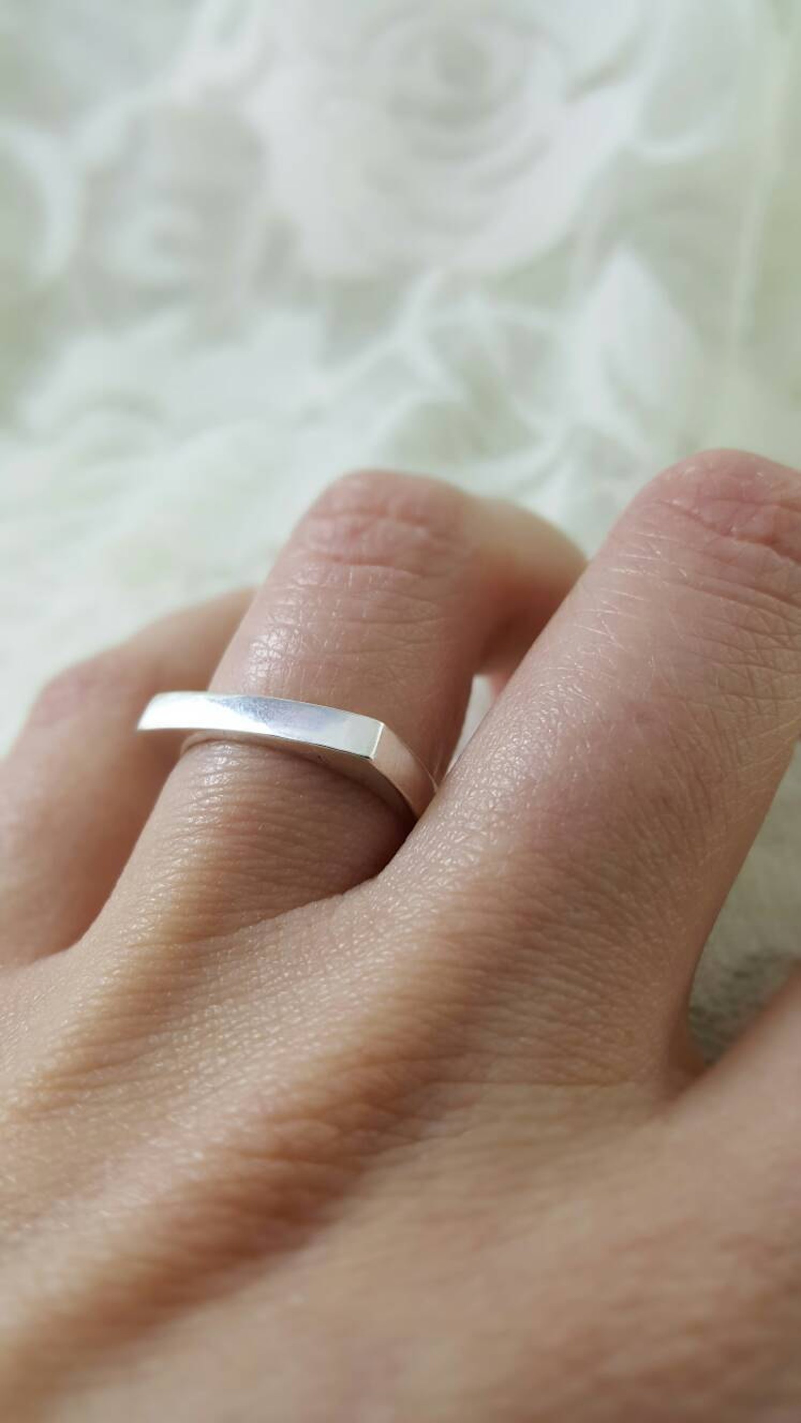 Thin Bar Ring in Sterling Silver Handmade Silver Stacking Etsy
