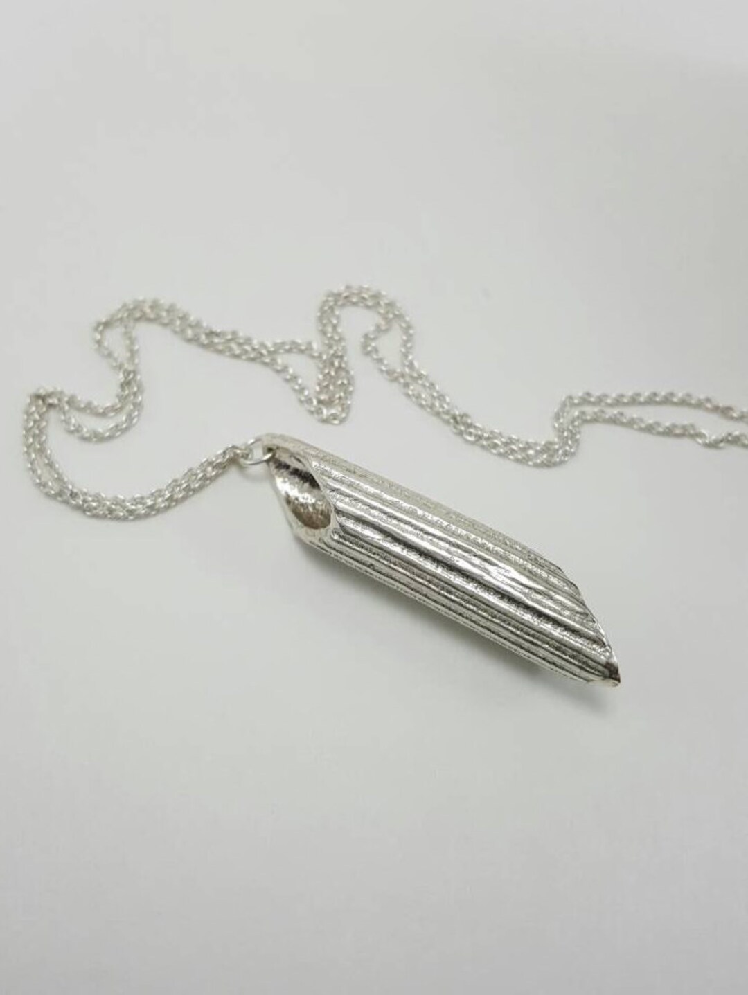 Pasta Necklace in Sterling Silver Silver Penne Necklace Etsy