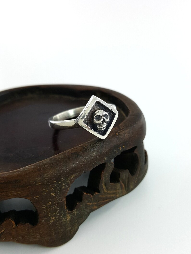 handmade sterling silver mini skull ring by xanne fran