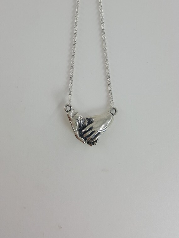 Holding Hands Necklace in Sterling Silver Silver Best Friend