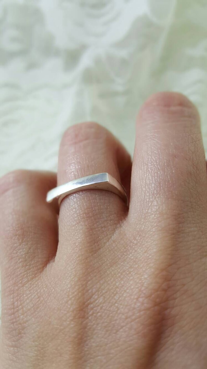 Thin Bar Ring in Sterling Silver Handmade Silver Stacking Etsy
