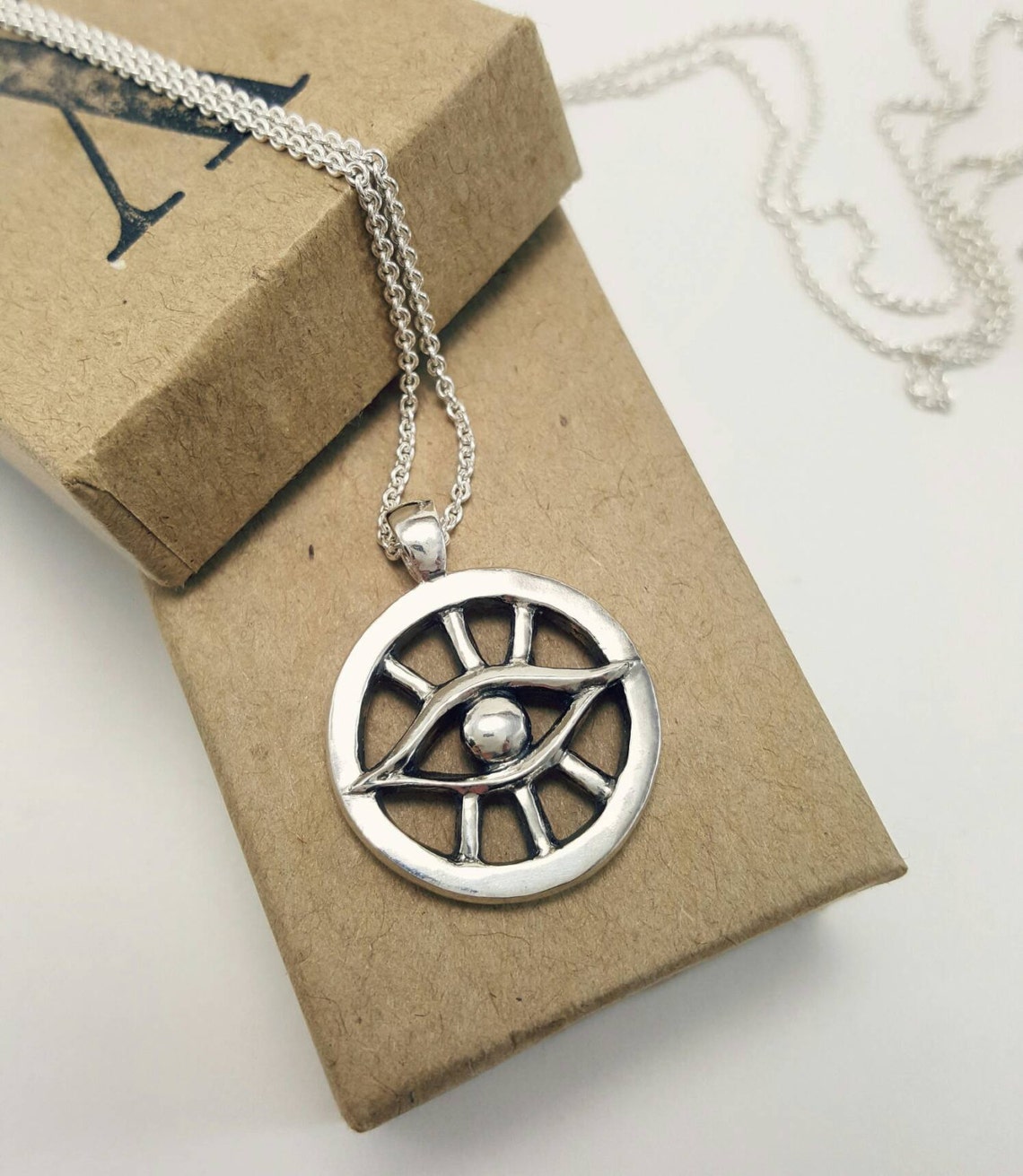 All Seeing Eye Necklace In Sterling Silver Silver Evil Eye Etsy
