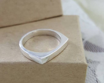 Thin Bar Ring in Sterling Silver, handmade silver stacking rings, thin band ring, unique silver ring, silver bar ring, square ring silver