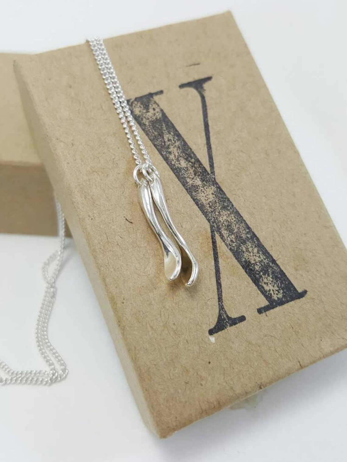 Spoons Necklace in Sterling Silver Silver Spoon Necklace Etsy