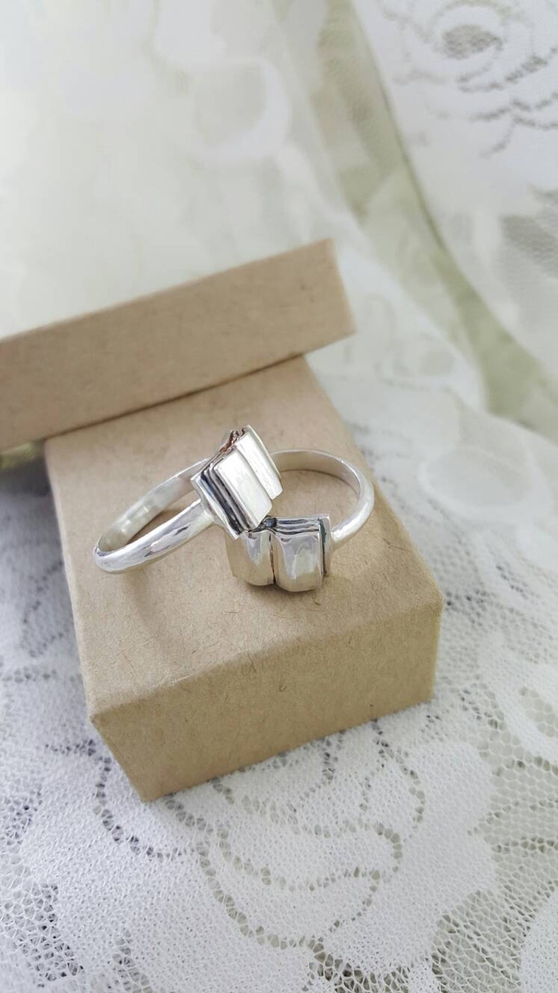 Open Book Ring in Sterling Silver Handmade Silver Book Ring Etsy