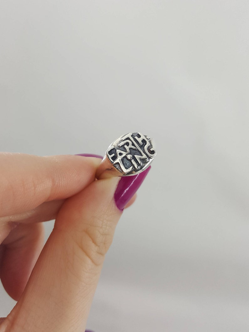 Earthling Ring in Sterling Silver Space geek jewelry Outer Space Ring Alien Ring Silver Silver Earthling Ring Silver Alien Ring