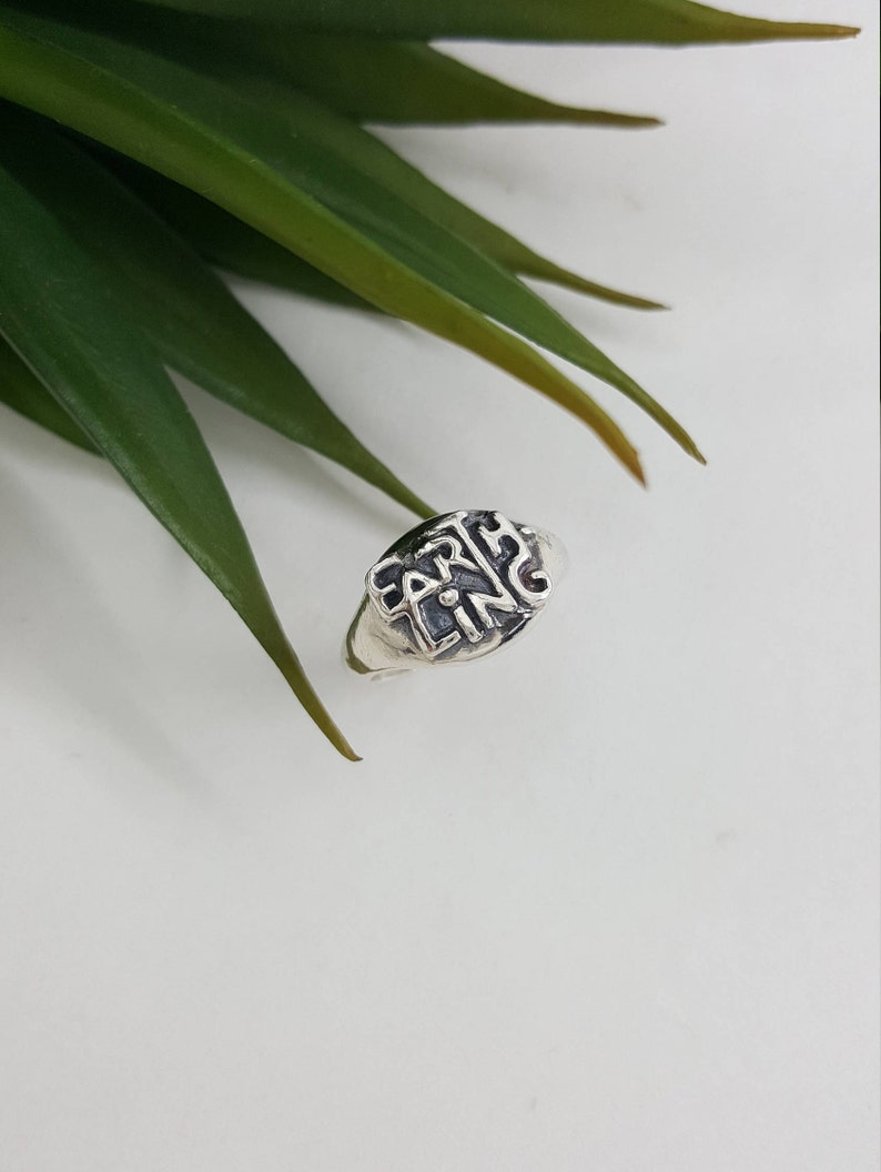 Earthling Ring in Sterling Silver Space geek jewelry Outer Space Ring Alien Ring Silver Silver Earthling Ring Silver Alien Ring