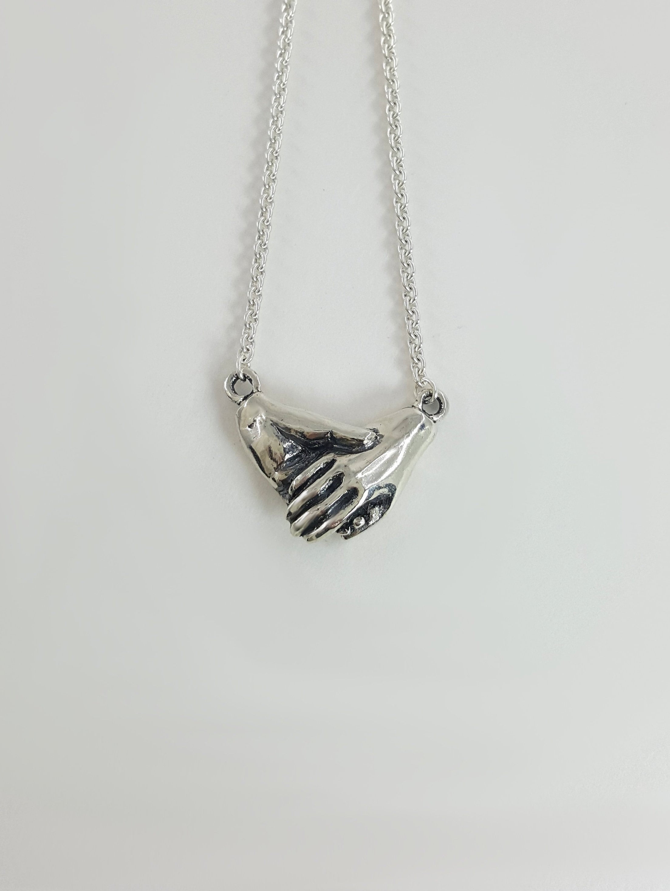 Holding Hands Necklace in Sterling Silver silver best friend Etsy