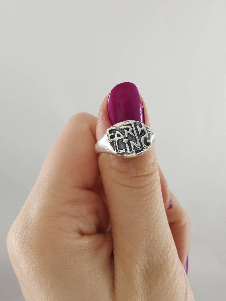 Earthling Ring in Sterling Silver Space geek jewelry Outer Space Ring Alien Ring Silver Silver Earthling Ring Silver Alien Ring