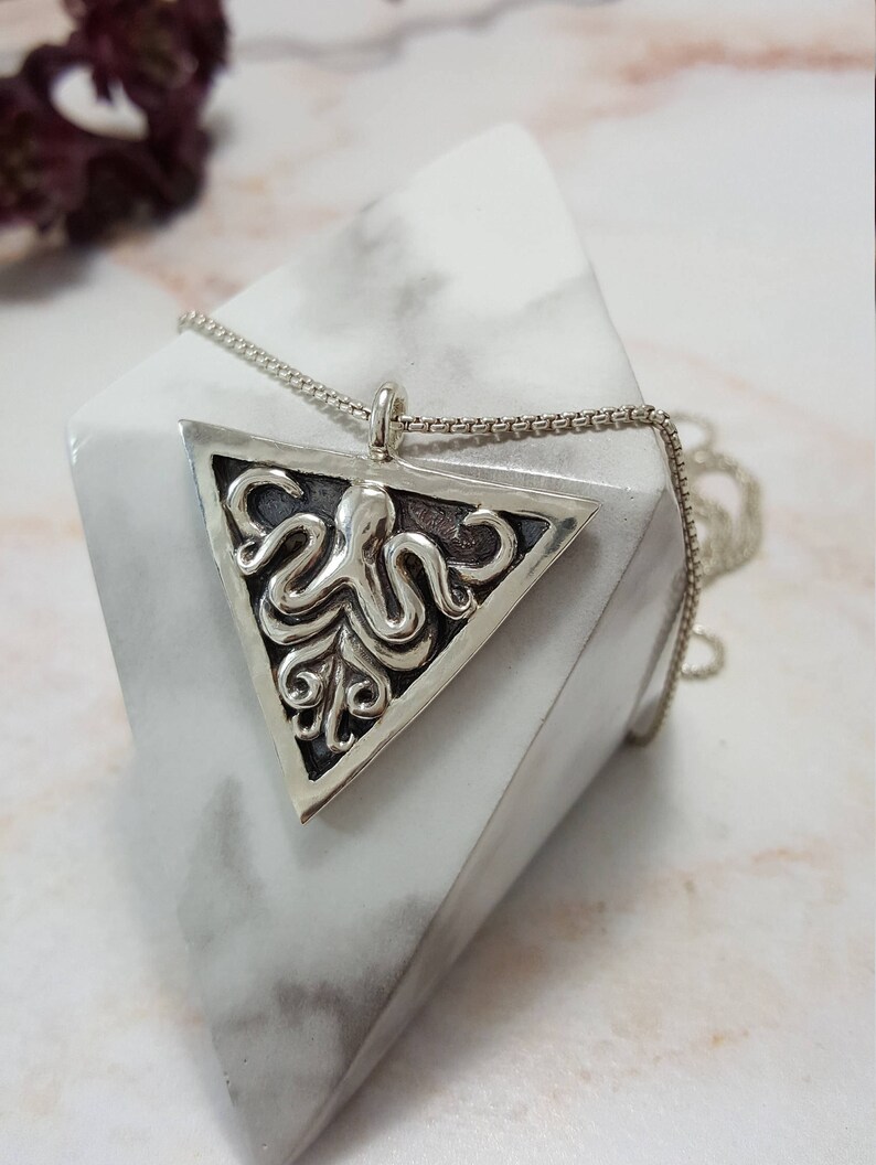 Octopus Necklace In Sterling Silver Kraken Pendant Jewelry