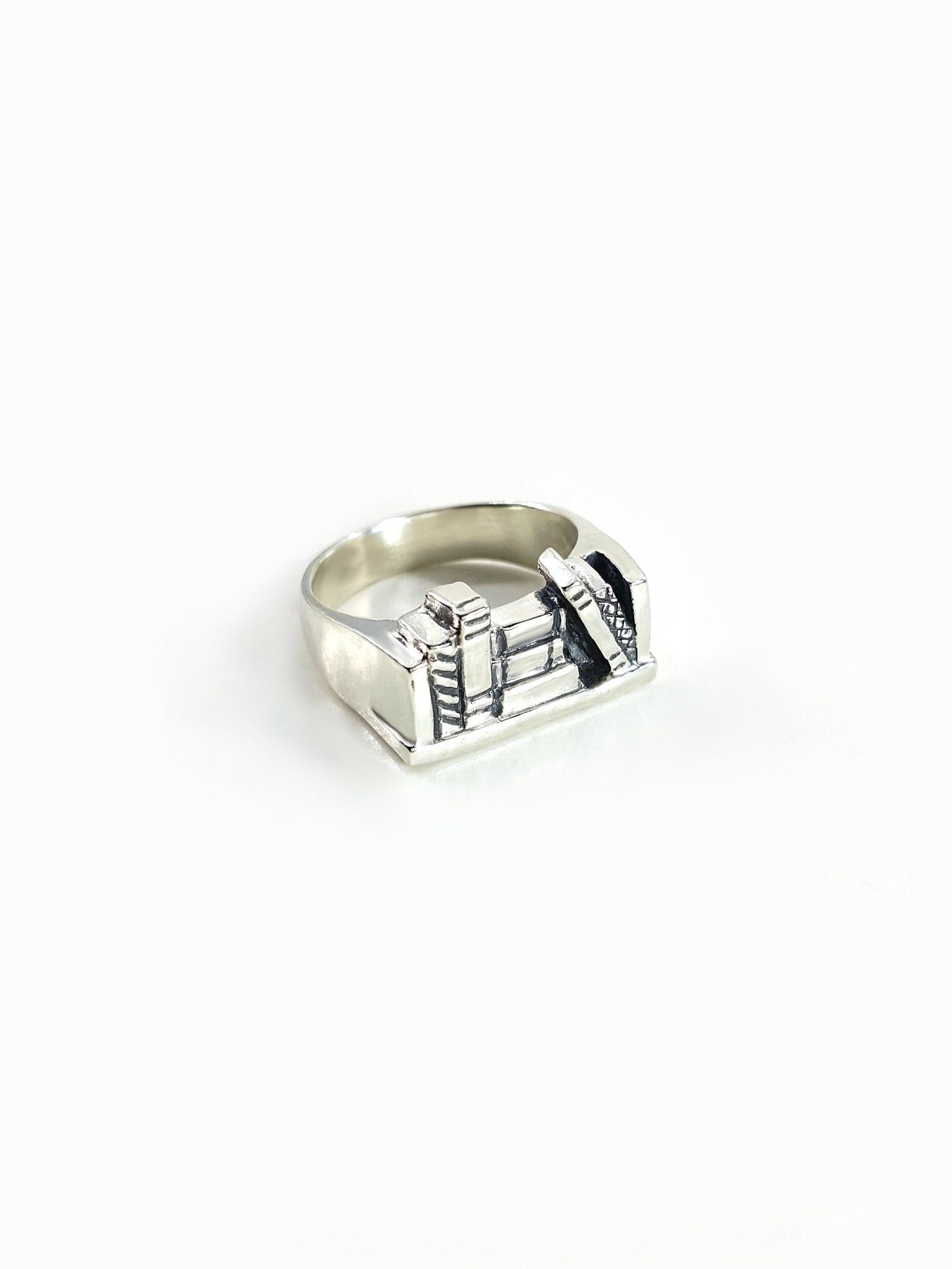 Bookshelf Ring in Sterling Silver Silver Bookshelf Ring Book Etsy