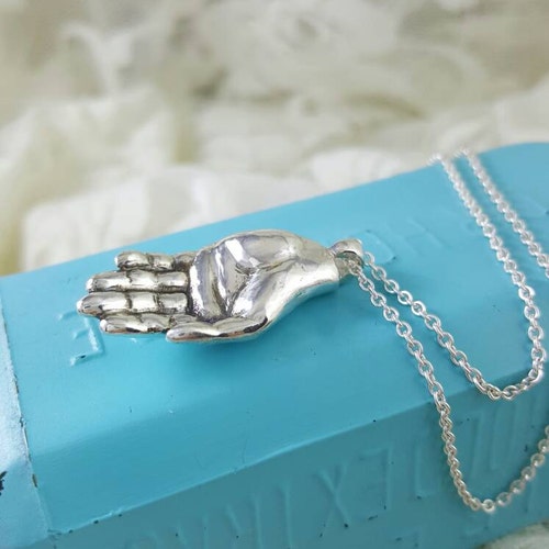 Open Hand Pendant in Sterling Silver Handmade Hand Necklace Etsy