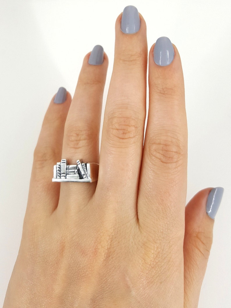 Bookshelf Ring in Sterling Silver Silver Bookshelf Ring Book Etsy