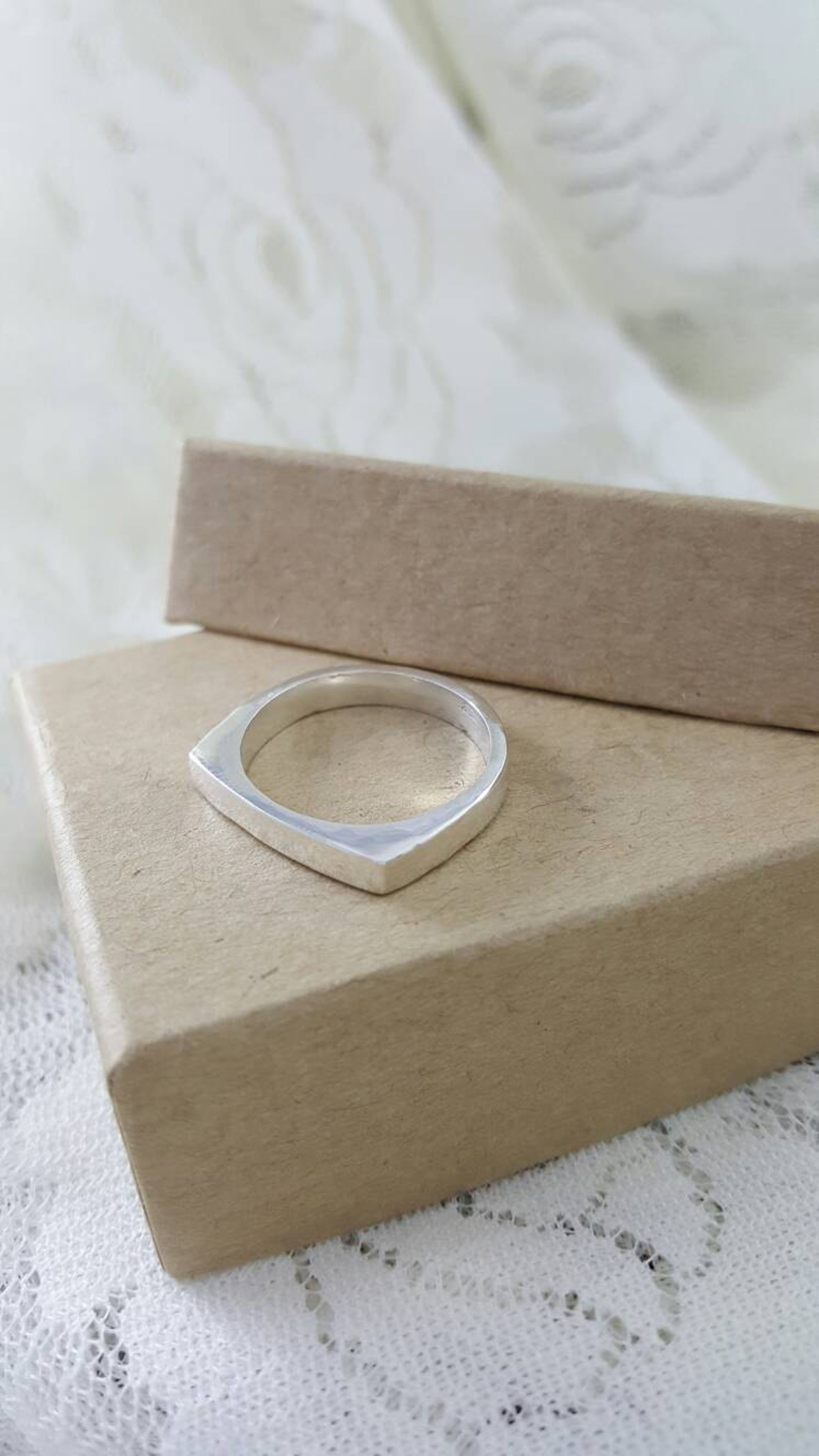 Thin Bar Ring in Sterling Silver Handmade Silver Stacking Etsy