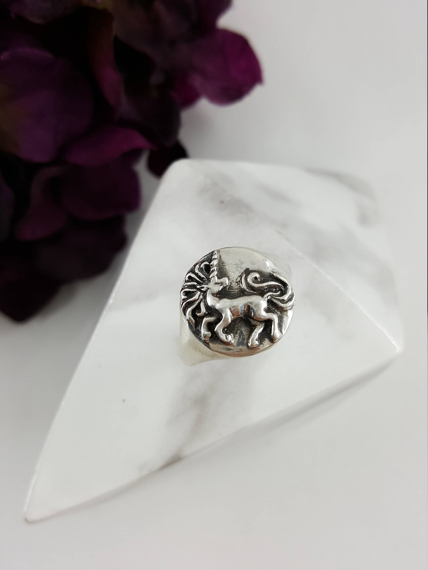 Unicorn Ring in Sterling Silver Silver Unicorn Ring Unique Etsy