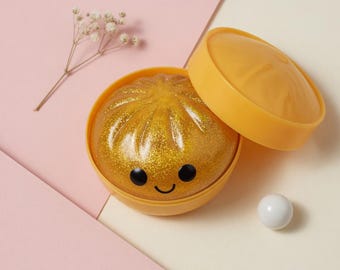 Gold Glitter Dumpling Squishy | Kawaii Luxury Stress Relief Toy | ASMR Fidget Gift | Cute Golden Sensory Ball | Boss Desk Gift Box