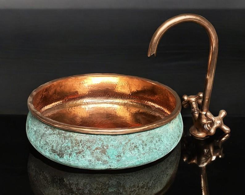 VASQUE ORIENTALE A POSER CUIVRE ROUGE_LAVABO EVIER MAROCAIN