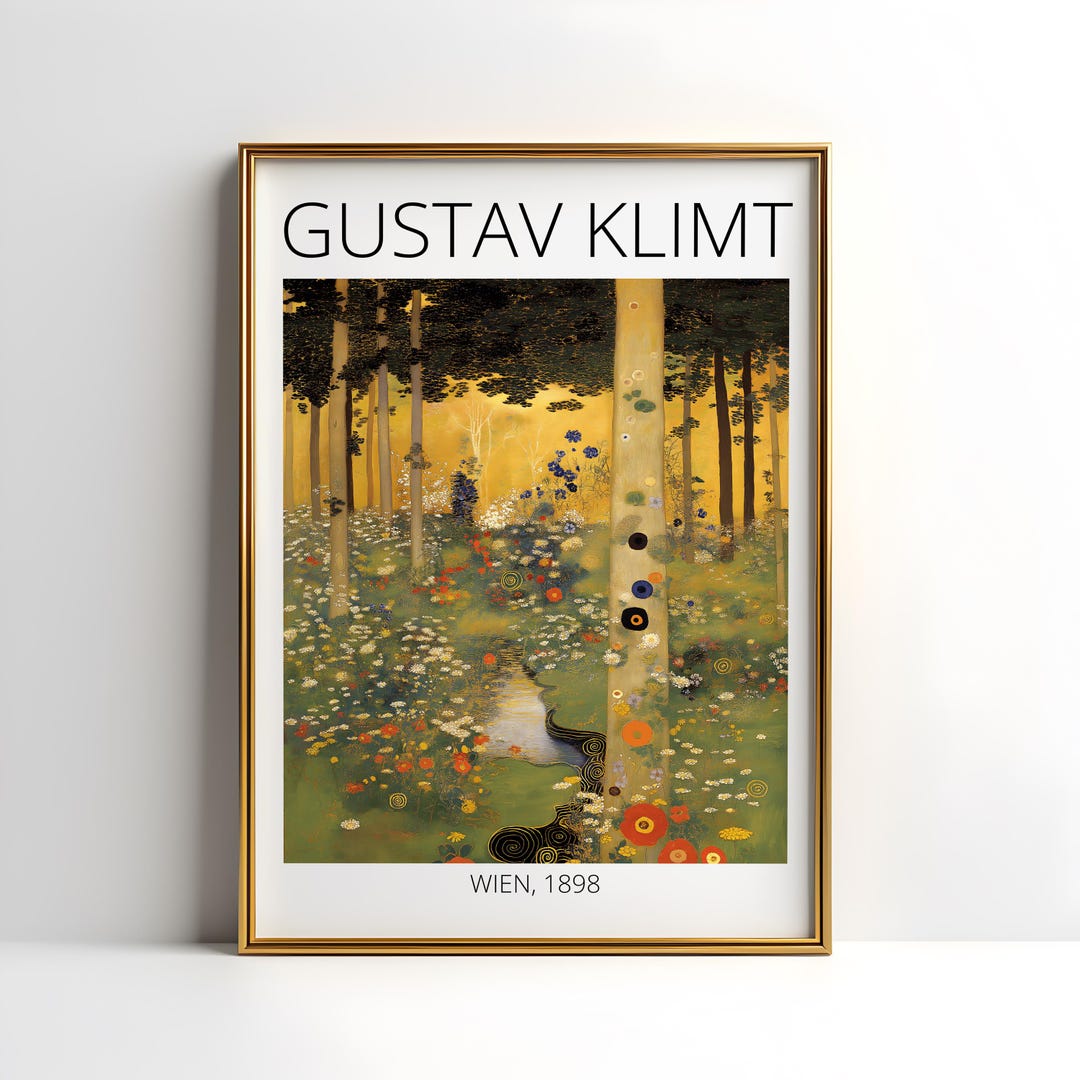 Gustav Klimt Museum Poster - Gold Wall Art, Art Nouveau Print, Klimt ...